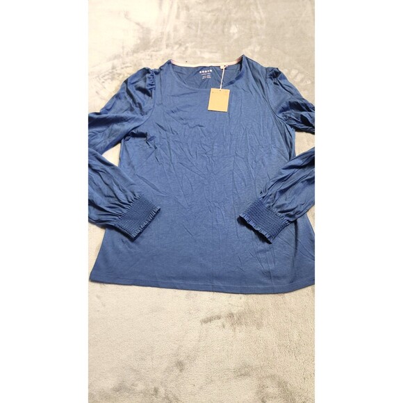 Boden Women's Size 8 Denim Blue Smocked Cuff Supersoft Top NWT - Picture 1 of 8